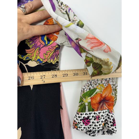 John Mark Women’s 3X Mixed Media Floral Tunic Blouse Button Front Boho Birds - Picture 9 of 10